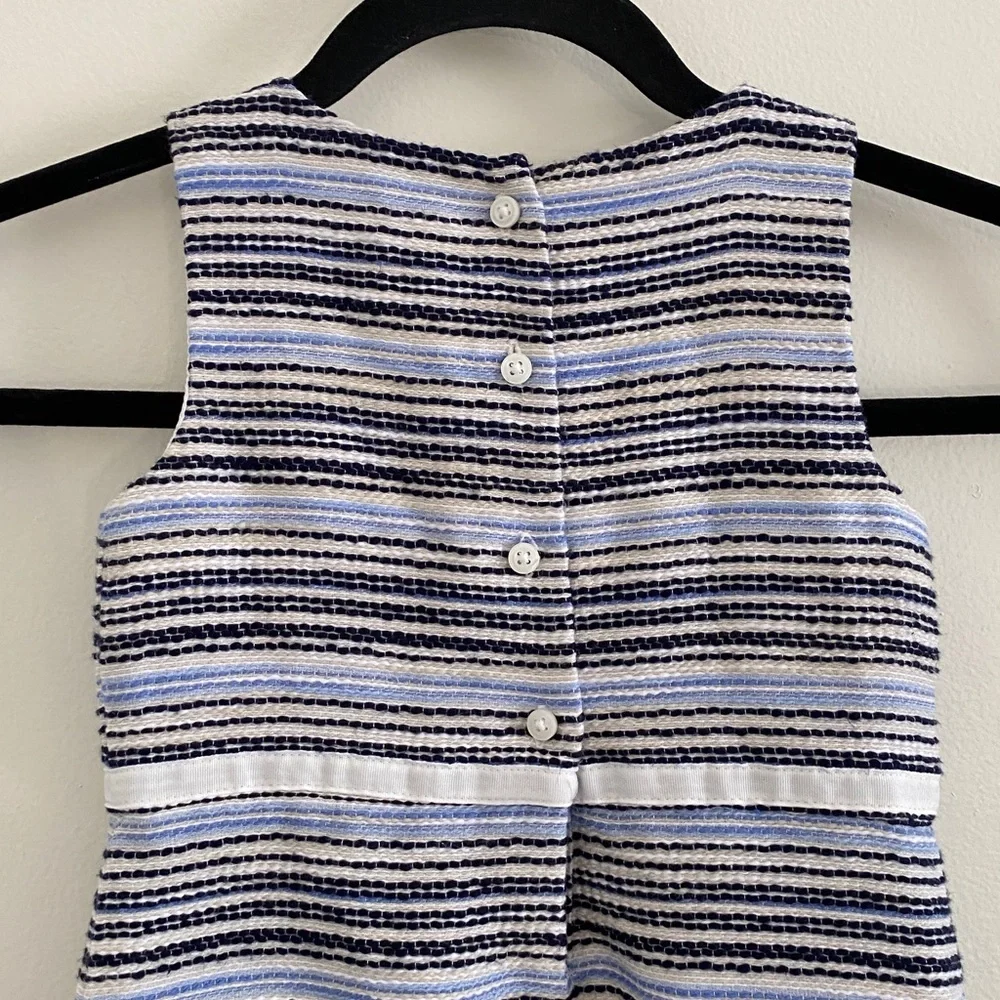 Janie and Jack Navy and White Striped Bouclé Ruffle Hem Dress girls 4